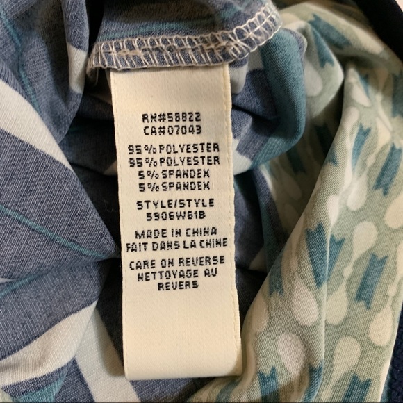 Polkadot Blue Green Mod Shift Dress 3/4 Sleeve - Picture 10 of 11